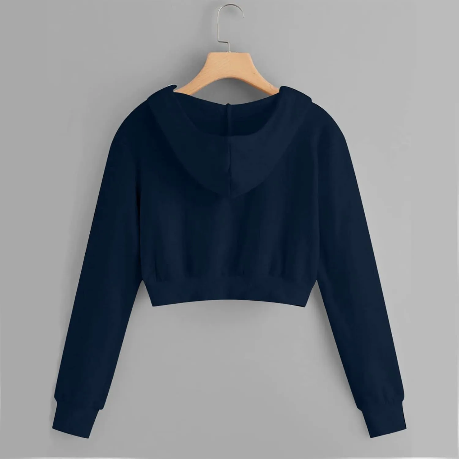 Women's Crop Tops Zip Up Hoodies Teen Girls Fall Jacket Casual Workout Long Sleeve Cropped Sweatshirts Y2K Clothes