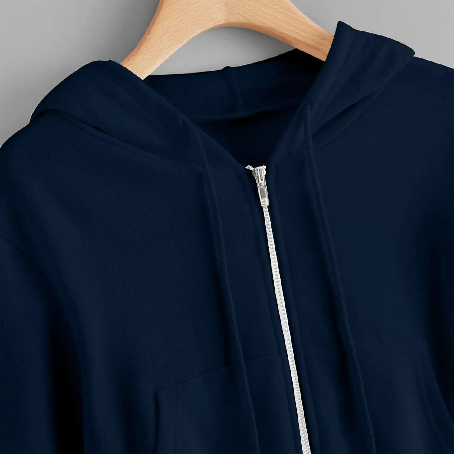 Women's Crop Tops Zip Up Hoodies Teen Girls Fall Jacket Casual Workout Long Sleeve Cropped Sweatshirts Y2K Clothes