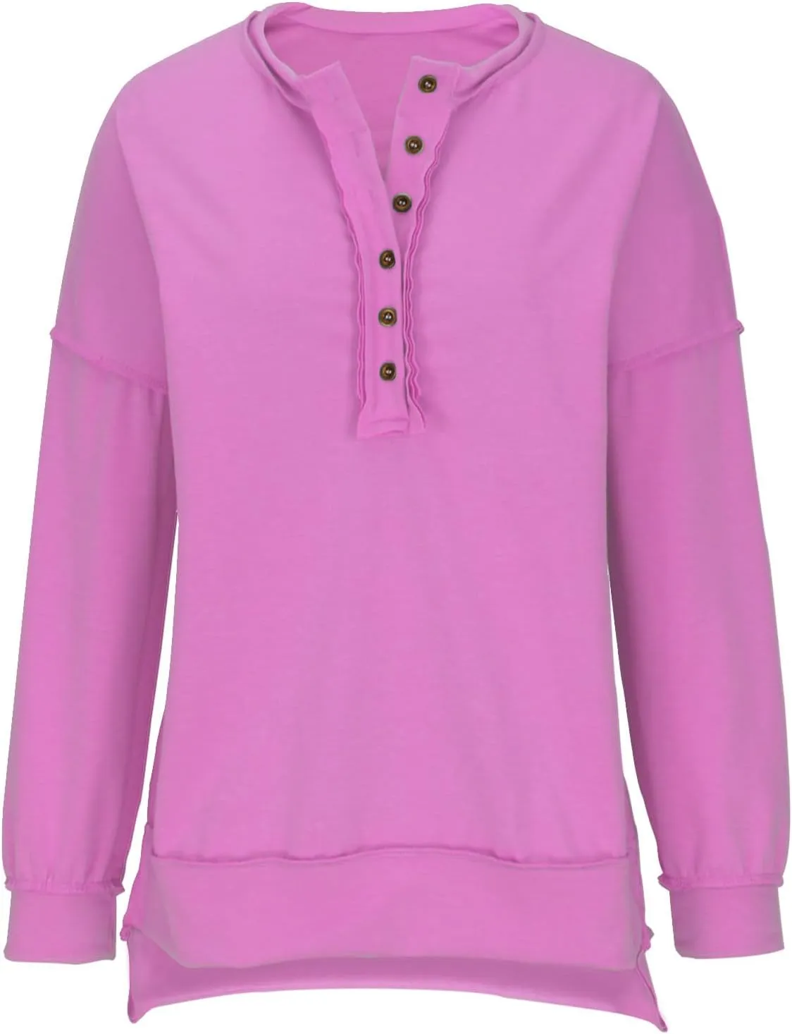 Womens Cute Oversized Sweatshirts Trendy 2024 Fall Sweatshirt Button Henley Neck Pullover Tops Casual Clothing