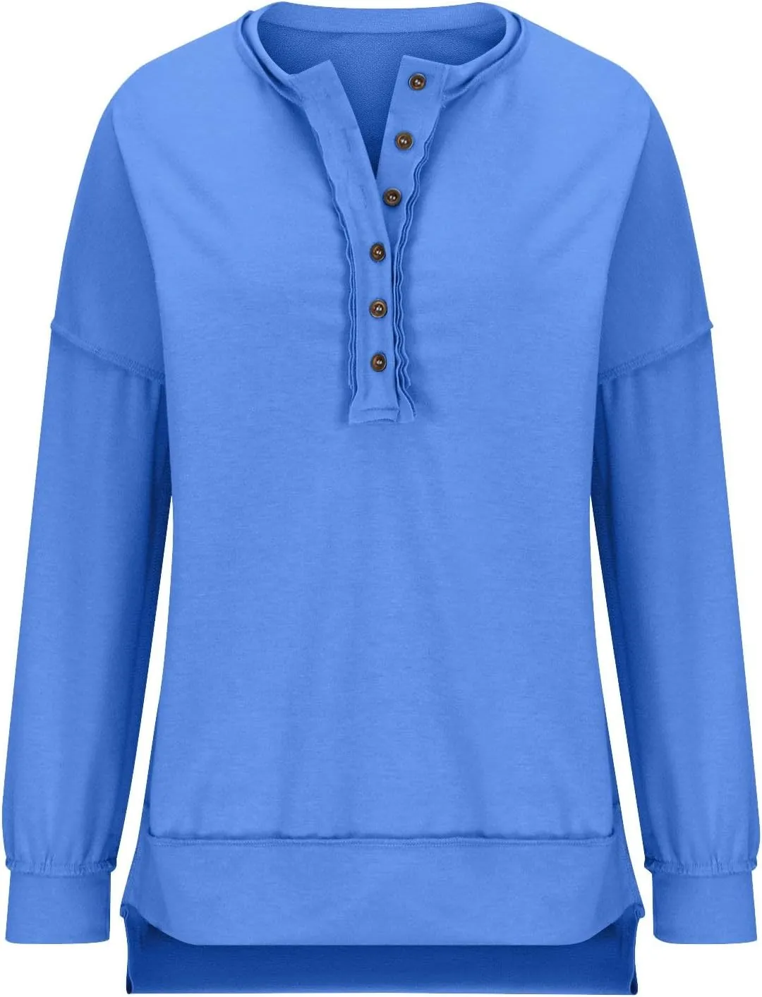Womens Cute Oversized Sweatshirts Trendy 2024 Fall Sweatshirt Button Henley Neck Pullover Tops Casual Clothing