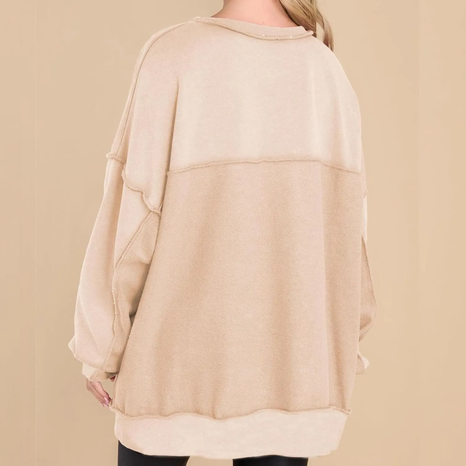 Womens Cute Oversized Sweatshirts Trendy 2024 Fall Sweatshirt Button Henley Neck Pullover Tops Casual Clothing