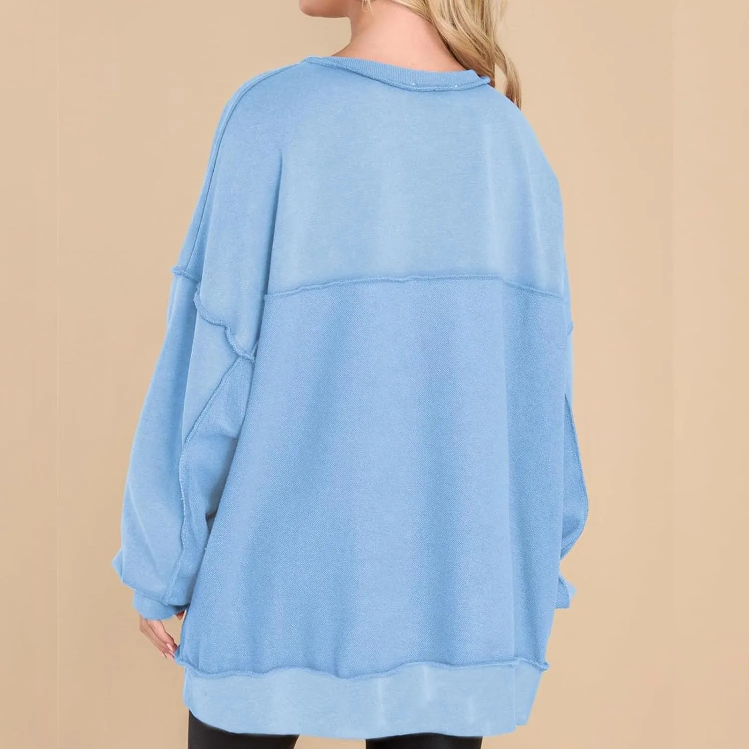 Womens Cute Oversized Sweatshirts Trendy 2024 Fall Sweatshirt Button Henley Neck Pullover Tops Casual Clothing