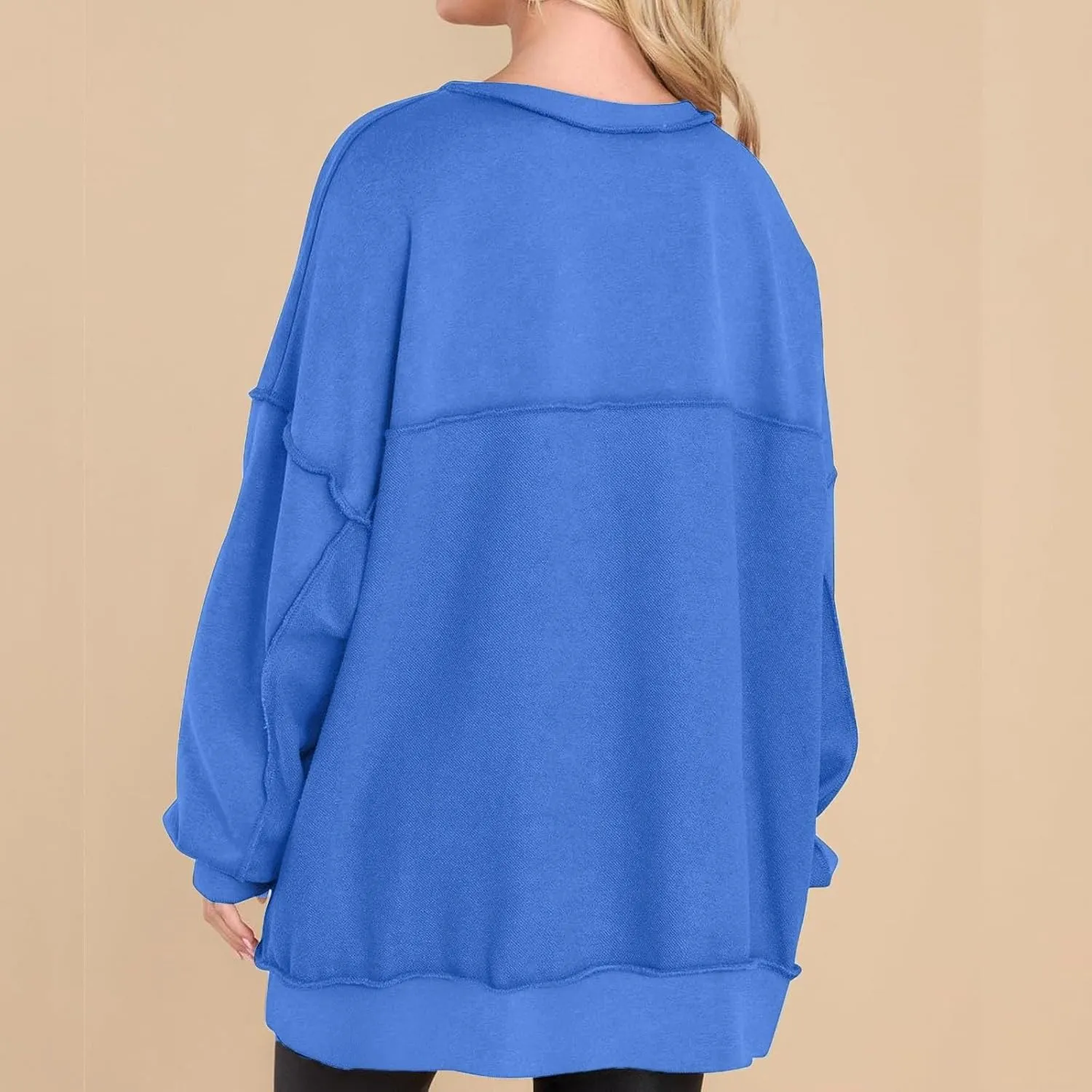 Womens Cute Oversized Sweatshirts Trendy 2024 Fall Sweatshirt Button Henley Neck Pullover Tops Casual Clothing