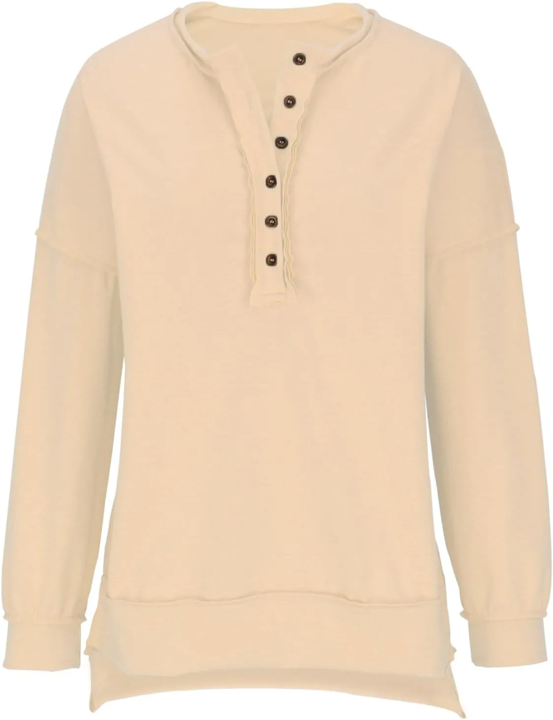 Womens Cute Oversized Sweatshirts Trendy 2024 Fall Sweatshirt Button Henley Neck Pullover Tops Casual Clothing