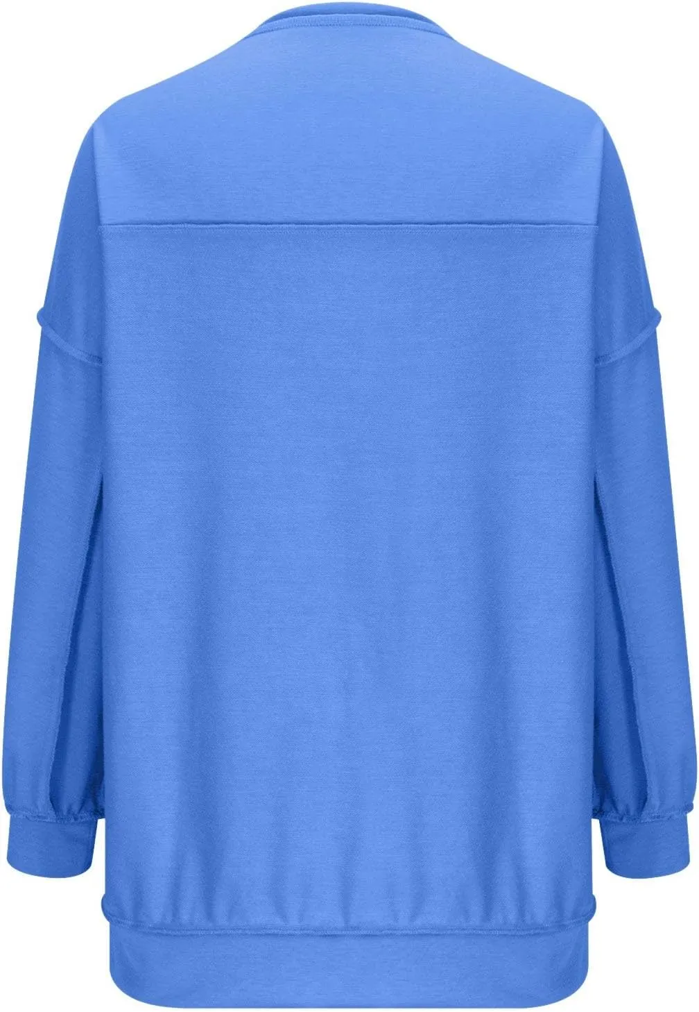 Womens Cute Oversized Sweatshirts Trendy 2024 Fall Sweatshirt Button Henley Neck Pullover Tops Casual Clothing