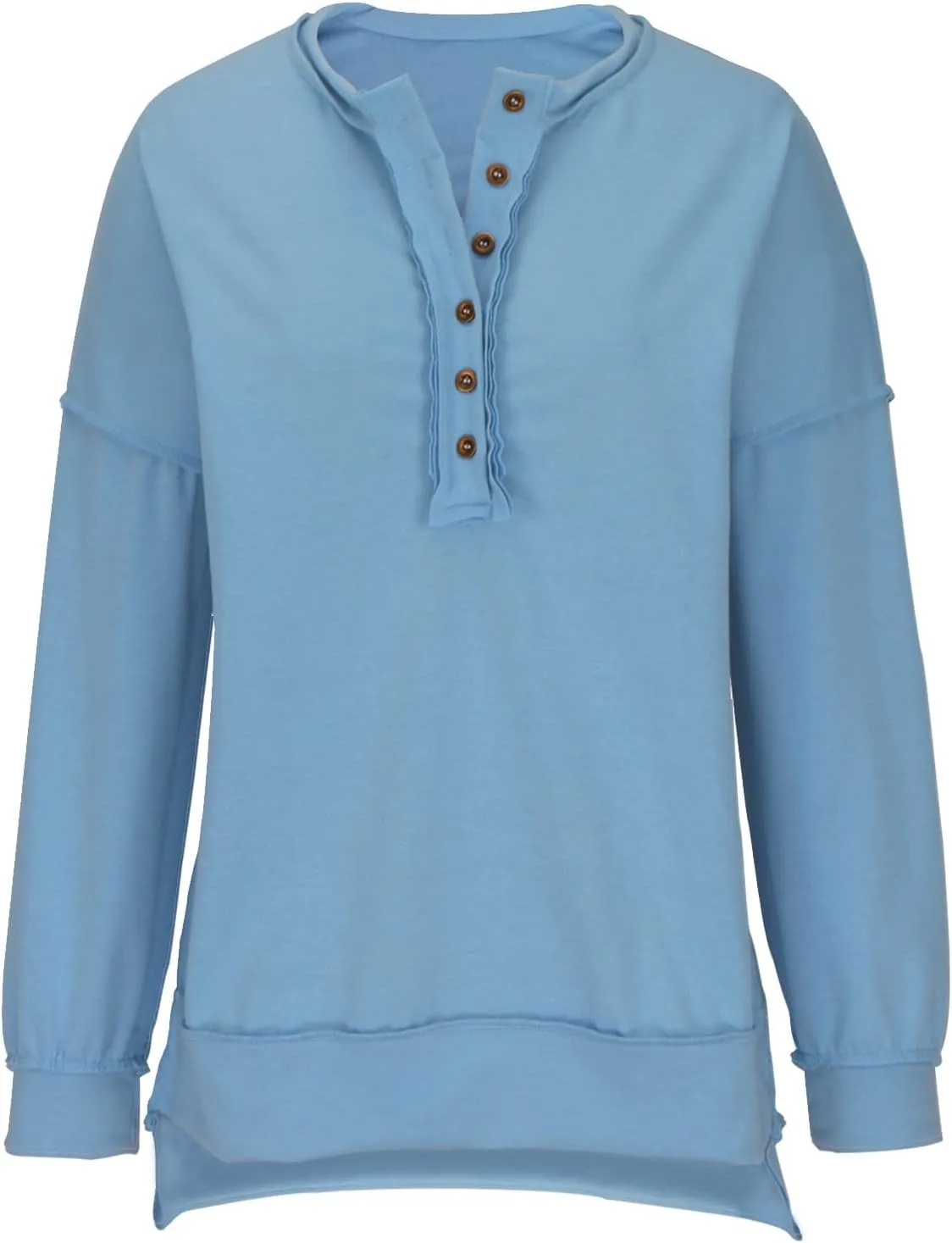 Womens Cute Oversized Sweatshirts Trendy 2024 Fall Sweatshirt Button Henley Neck Pullover Tops Casual Clothing