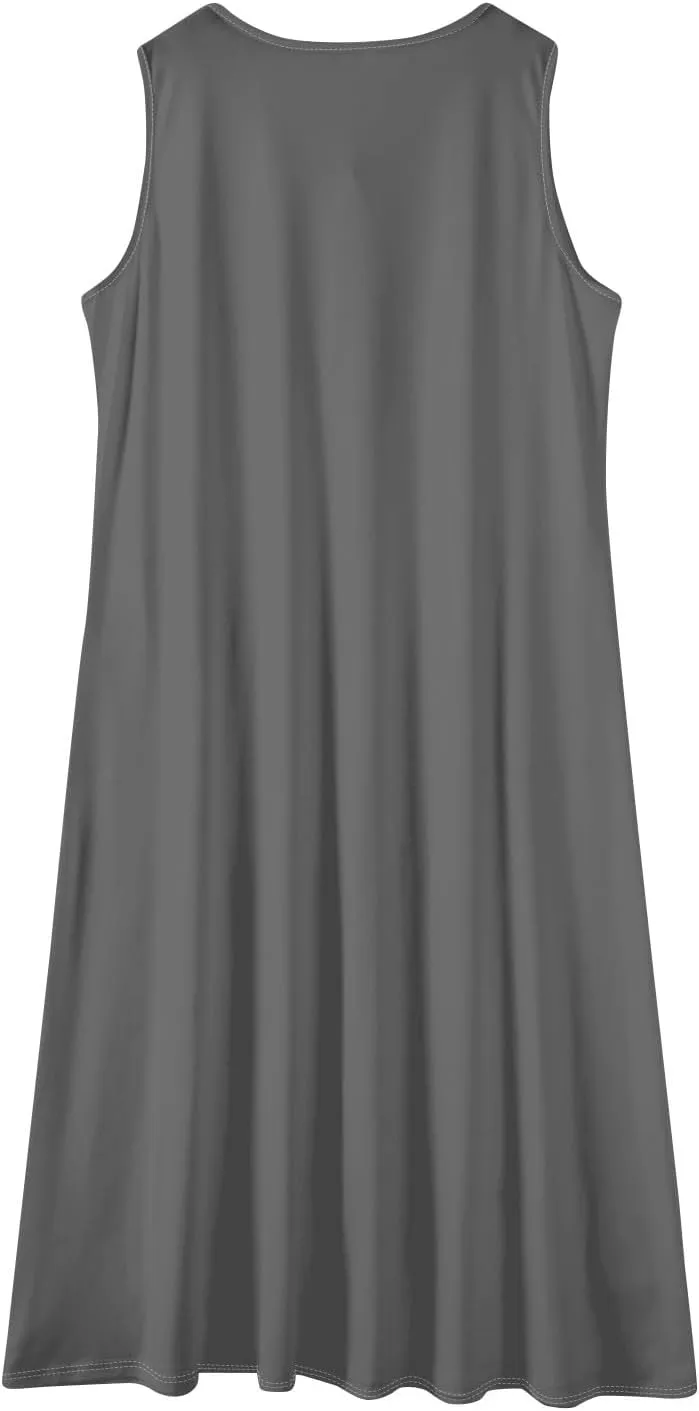 Womens Dresses Sleeveless Button Down Casual Loose Long Beach Sundress Travel Vacation Outfits