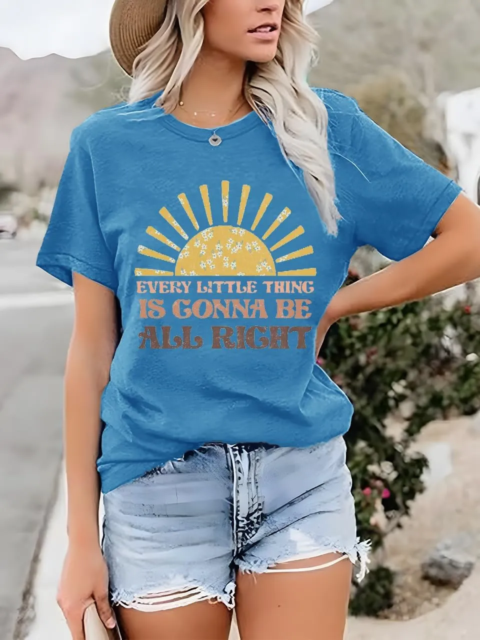 Womens Graphic Tee Shirts Trendy Casual Summer Loose Fit Short Sleeve Tshirts for Women