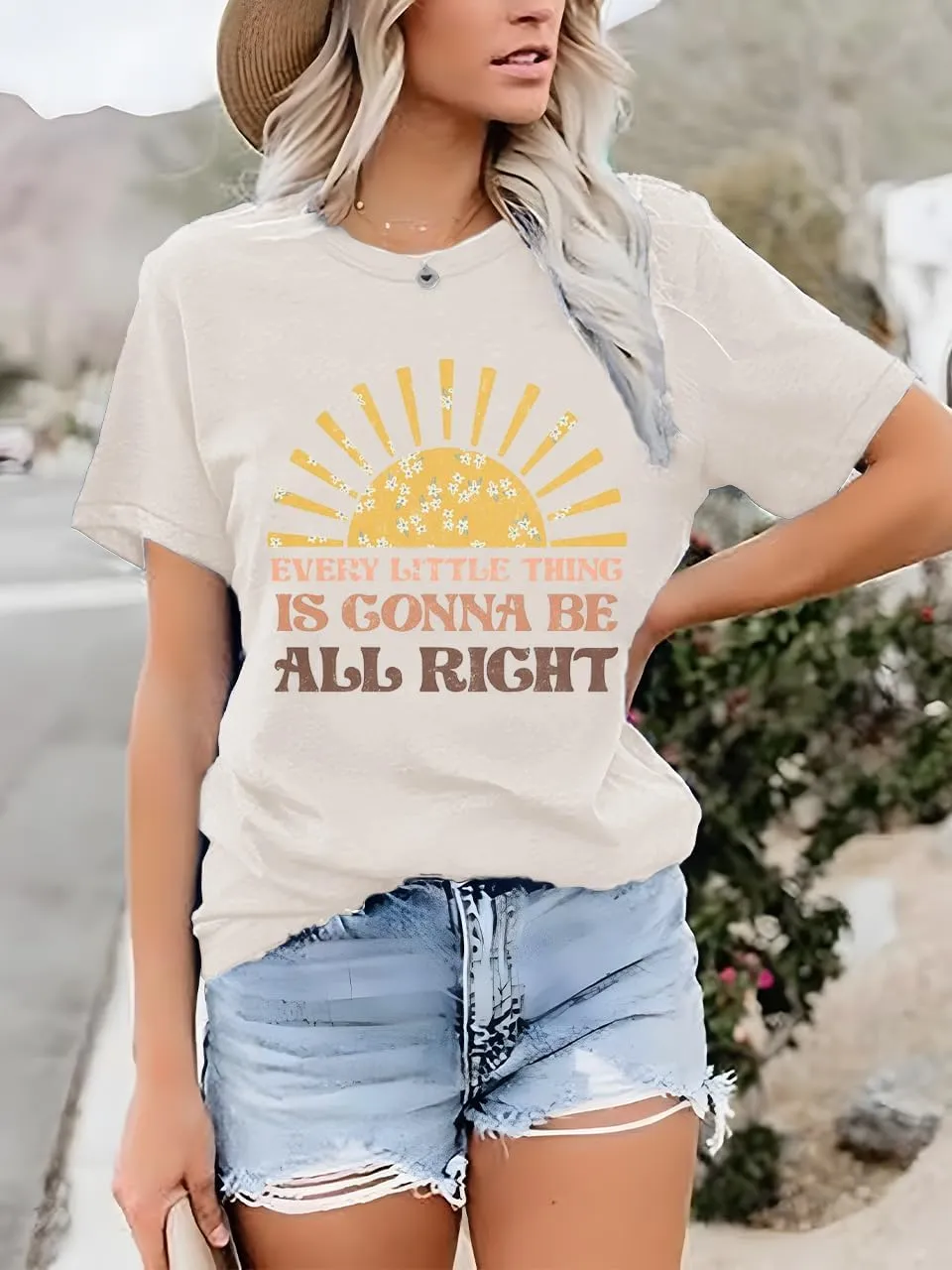 Womens Graphic Tee Shirts Trendy Casual Summer Loose Fit Short Sleeve Tshirts for Women