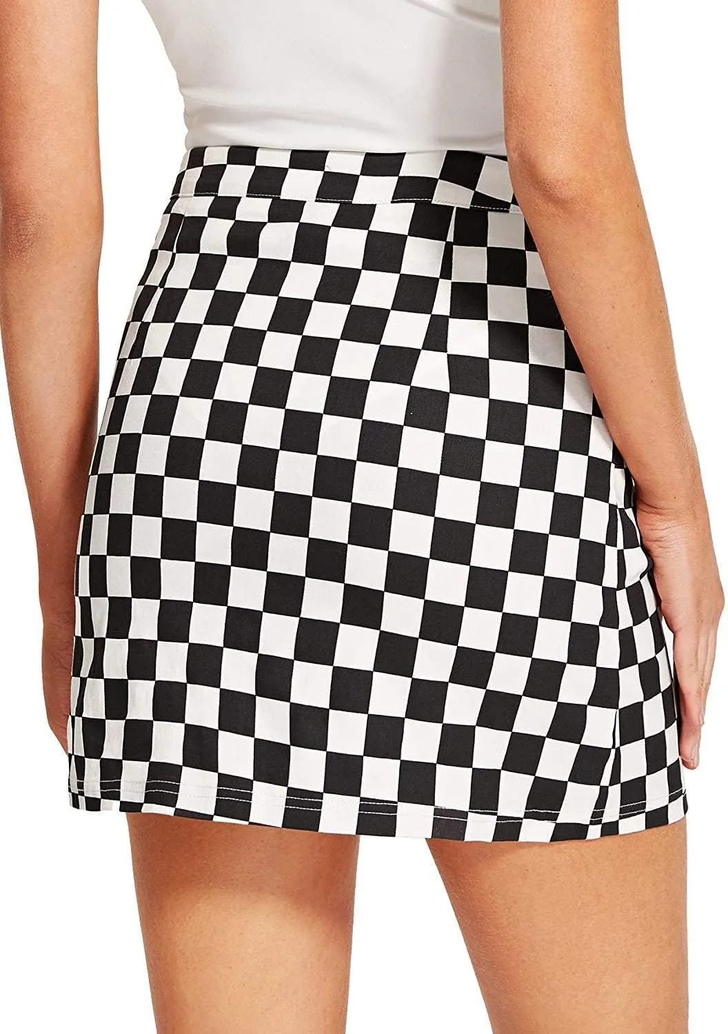 Women's High Waist Striped Zipper Side Bodycon Short Mini Skirt
