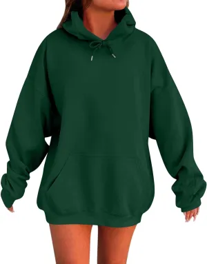 Womens Hoodies Drop Shoulder Oversized Y2K Hoodie Fleece Lightweight Plus Size Hooded Sweatshirt Pullover w/Pockets