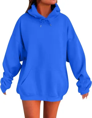Womens Hoodies Drop Shoulder Oversized Y2K Hoodie Fleece Lightweight Plus Size Hooded Sweatshirt Pullover w/Pockets
