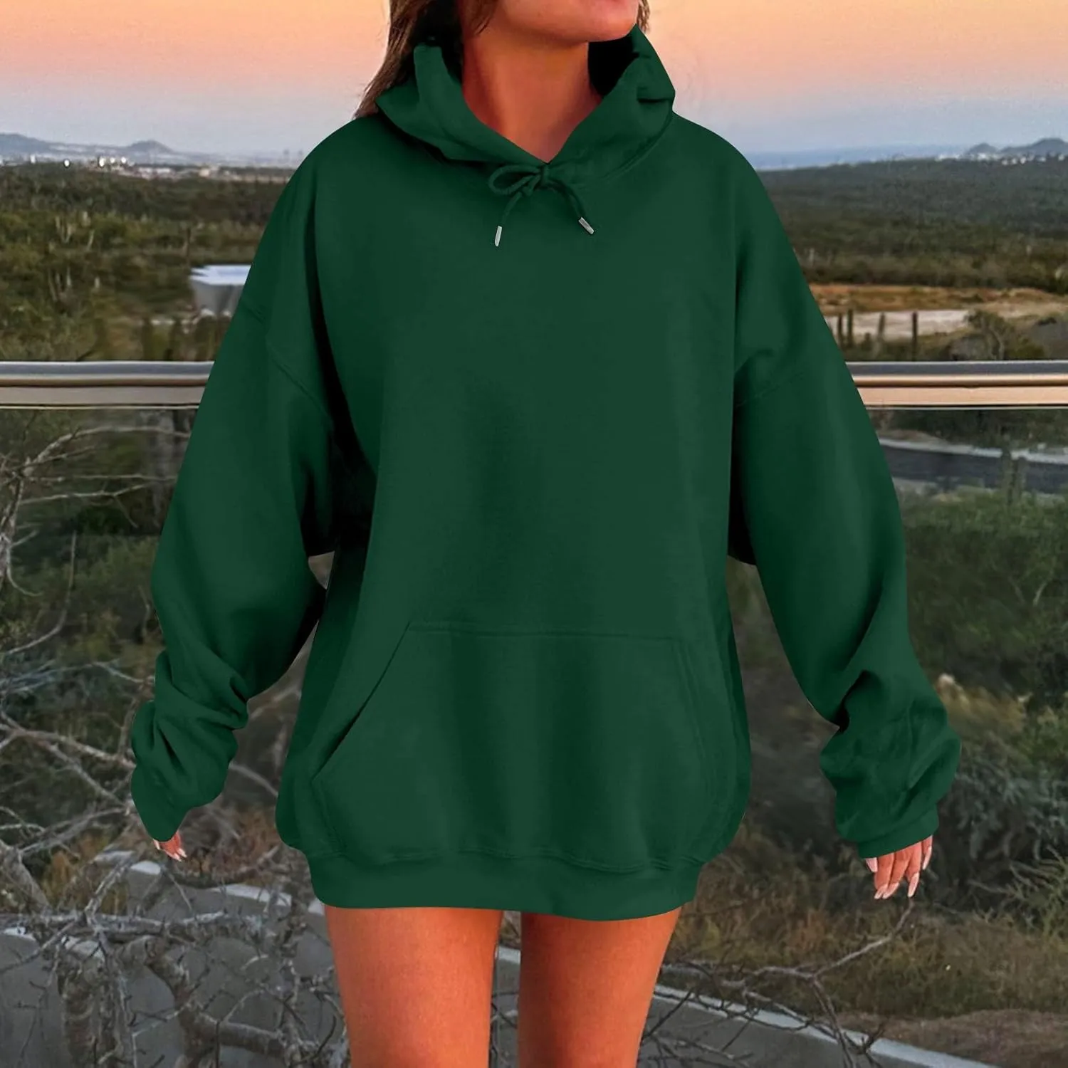 Womens Hoodies Drop Shoulder Oversized Y2K Hoodie Fleece Lightweight Plus Size Hooded Sweatshirt Pullover w/Pockets