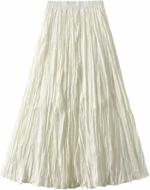 Women's Long Tulle Skirts Elastic High Waisted Flowy Pleated Mesh A-Line Party Tutu Maxi Skirt Fashion Clothes