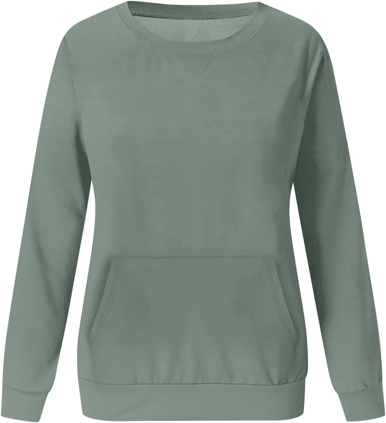Women's No Hood Sweatshirt with Pocket Crewneck Pullover Shirts Casual Cute Fall Tops Solid Loose Fit Active Sweater T Shirt