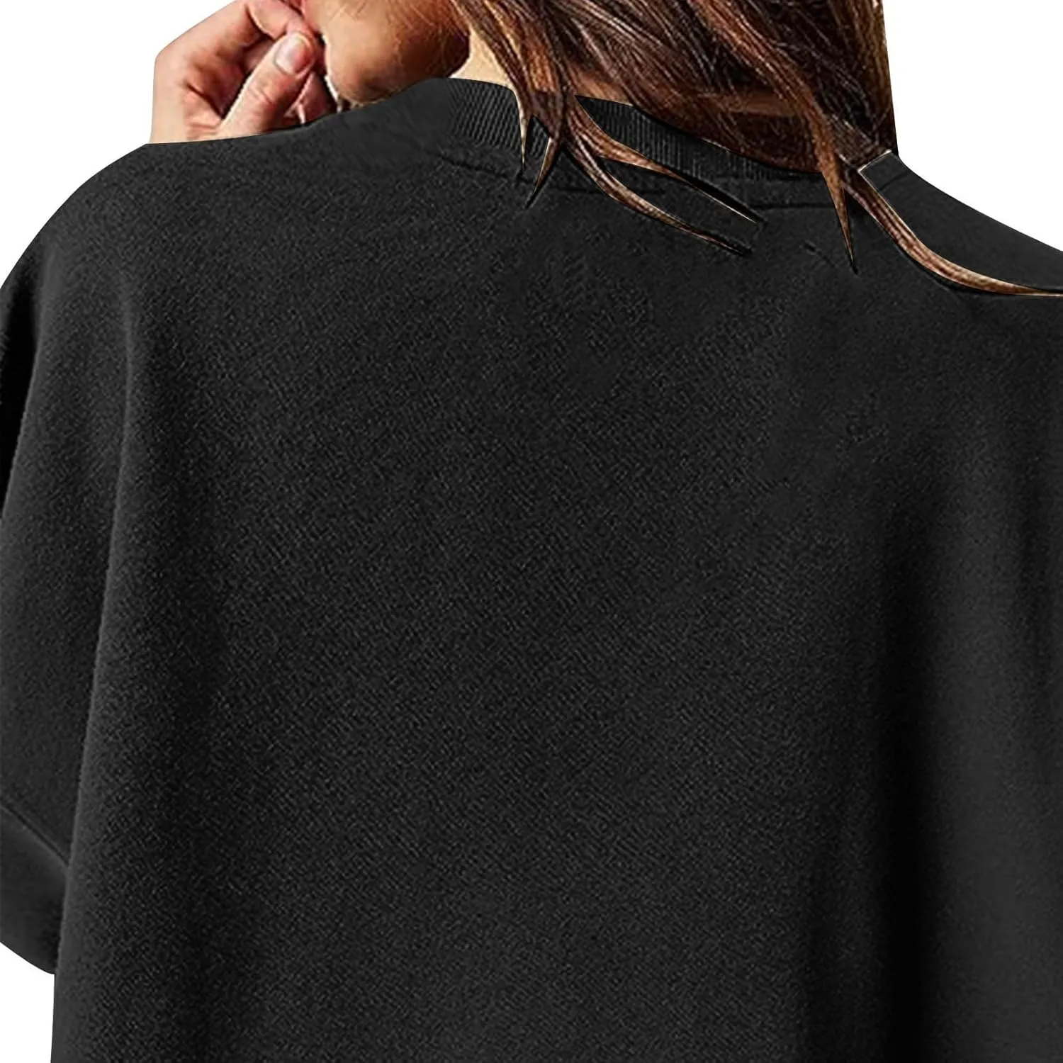 Women's Patchwork Ruffle Hem Long Sleeve Round Neck Babydoll Mini Dress Fall Solid Color Casual Dress