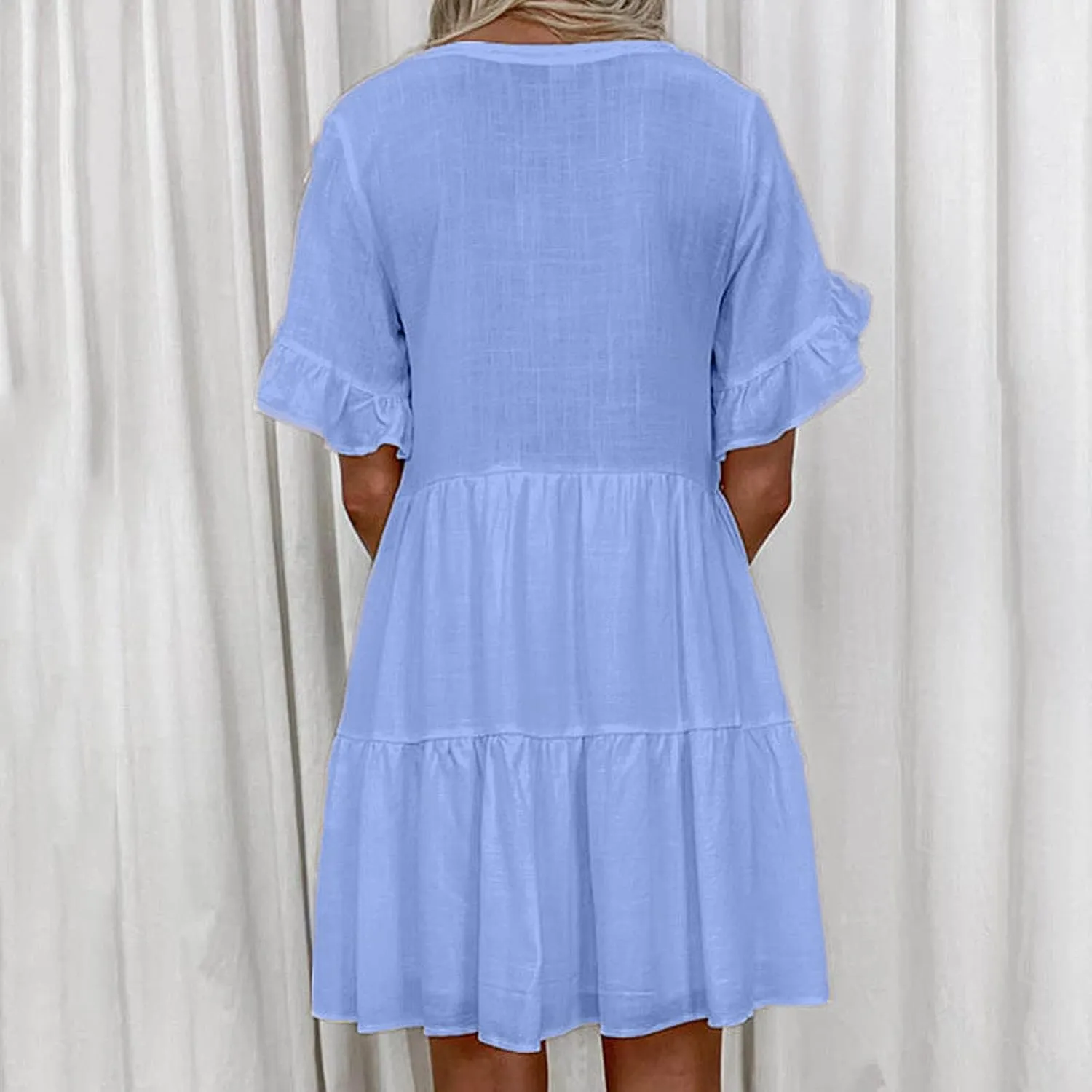 Womens Ruffle Sleeve Summer Vacation Dress Floral Print Casual Resort Dress Cute Spring Clothes 2023