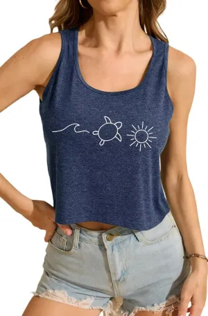 Women's Sexy Crop Tanks Cute USA Graphic Cropped Tank Tops for Teen Girls Casual Summer Sleeveless Tee Tops