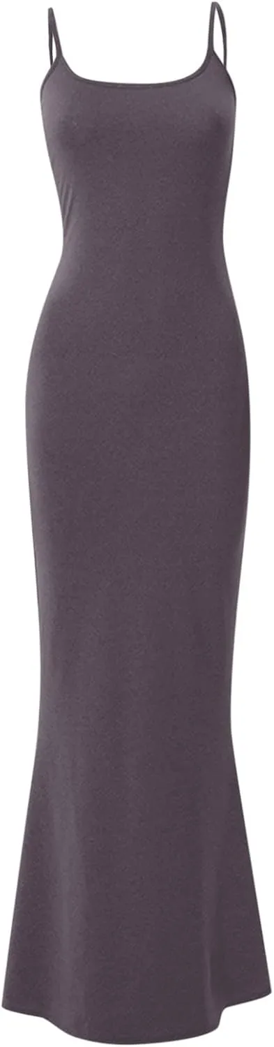 Womens Spaghetti Strap Bodycon Maxi Dress Summer Casual Sleeveless Long Beach Dresses Ruched Elegant Evening Dress