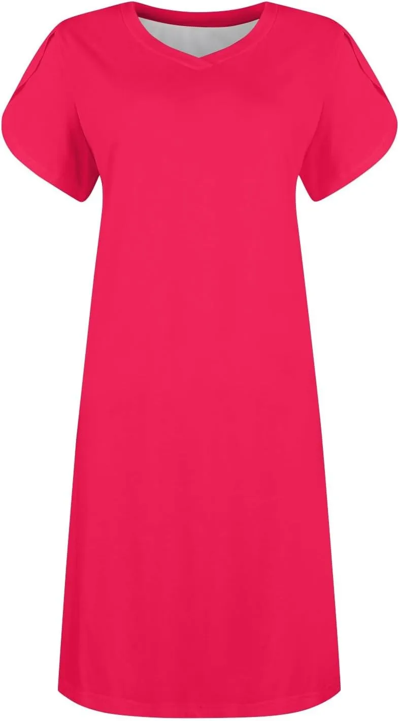 Womens Summer Dresses 2025 Beach Vacation Casual Flowy Midi Dress Short Sleeve V Neck Trendy Hawaiian Boho Sundresses