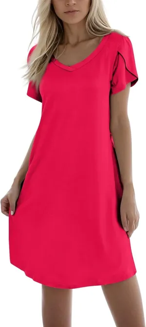 Womens Summer Dresses 2025 Beach Vacation Casual Flowy Midi Dress Short Sleeve V Neck Trendy Hawaiian Boho Sundresses