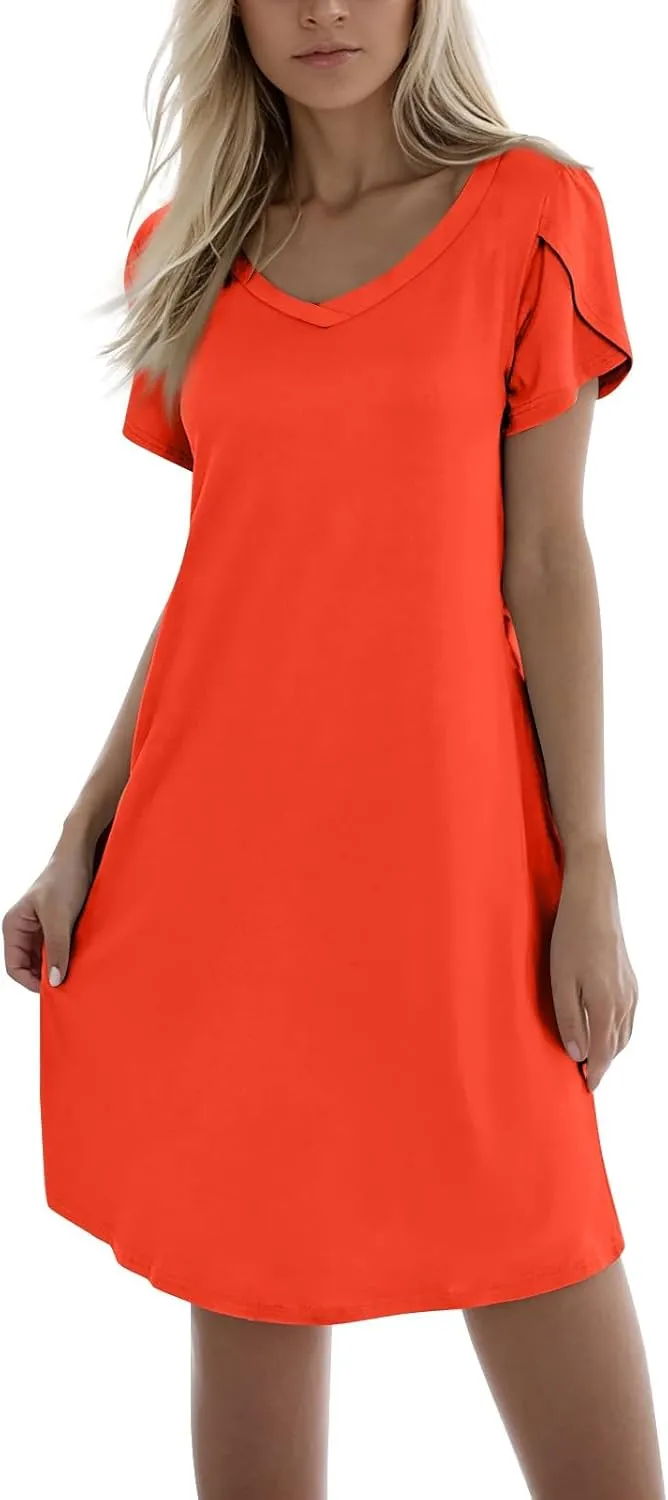 Womens Summer Dresses 2025 Beach Vacation Casual Flowy Midi Dress Short Sleeve V Neck Trendy Hawaiian Boho Sundresses