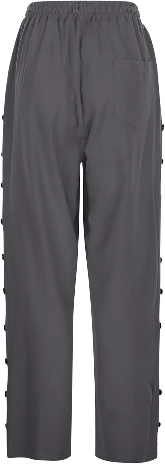 Womens Summer Mix Linen Capri Pants Cropped Trousers Petite Summer Beachwear Linen Capri Pants for Women Cotton