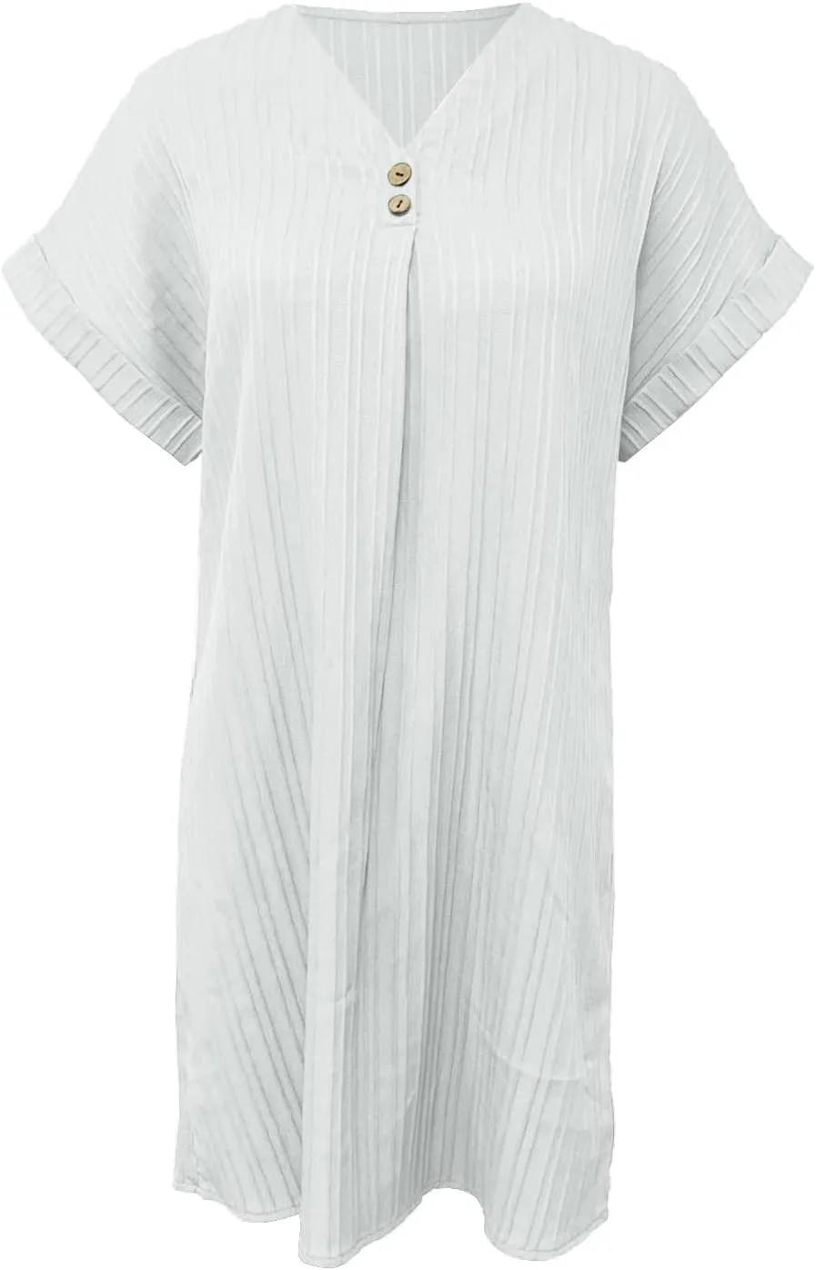 Womens Summer Shirt Dress Short Sleeve A Line Shift Dress Casual Loose Fit Beach Sundress Shirt Tunic Dresses with Pockets