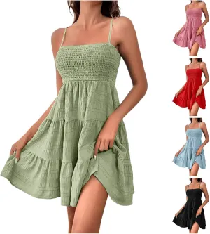 Women's Summer Smock Cami Mini Dress Sleeveless Swing A Line Short Dresses Graduation Dresses, XX-Large, Blue