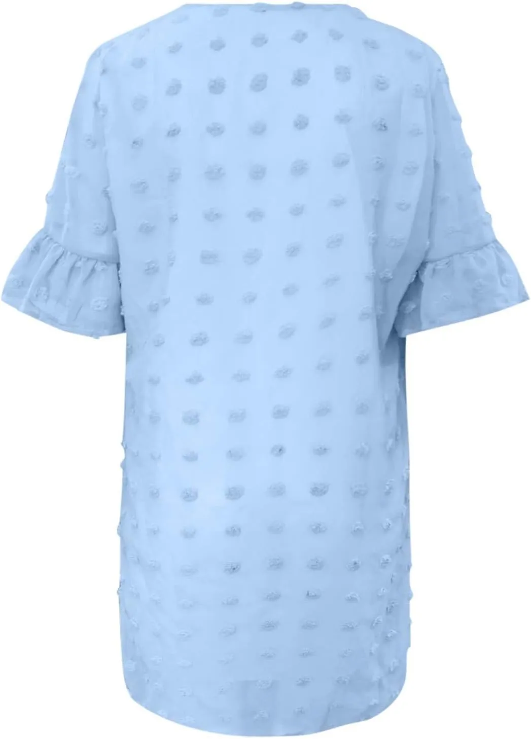 Womens V Neck Casual Vacation Dress Short Sleeve Smocked Swiss Dot Swing Ruffle Mini Beach Summer Dresses 2025 Trendy