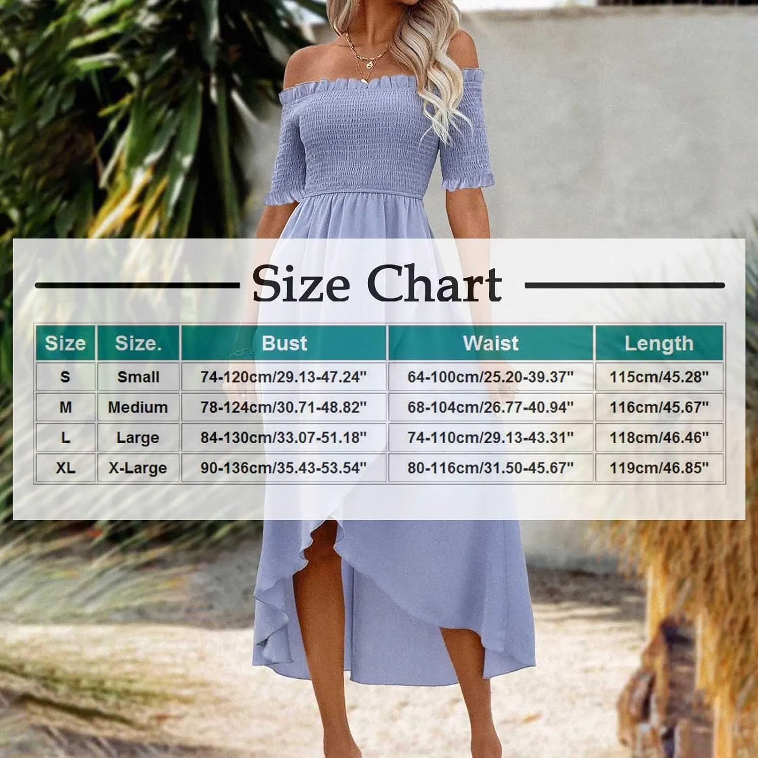 Xiaojmake Women's Boho Dresses Off Shoulder Smocked Wrap Dress Flowy High Low Ruffled Short Sleeve Summer Midi Dress