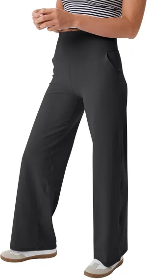 Yoga Pants Women Wide Leg Pants with Pockets Stretch High Waist Baggy Sweatpants Trendy Wide Leg Yoga Pants