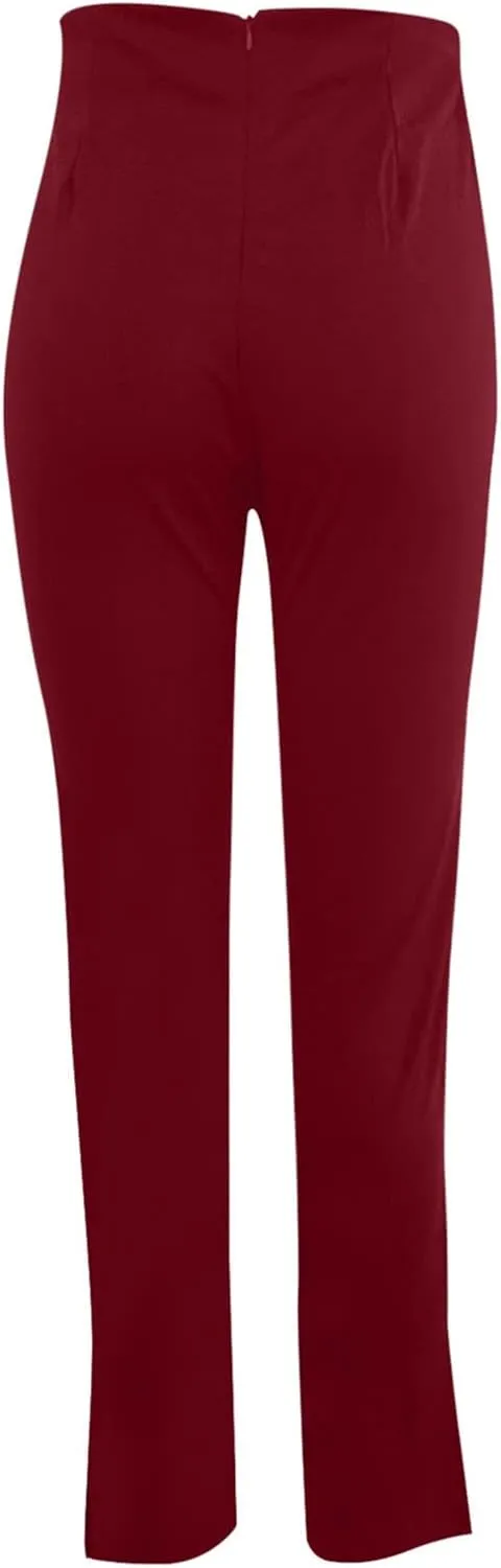 YOLAI Women Casual Wide Leg Pant High Waist Button Down Trousers Solid Color Business Work Trousers