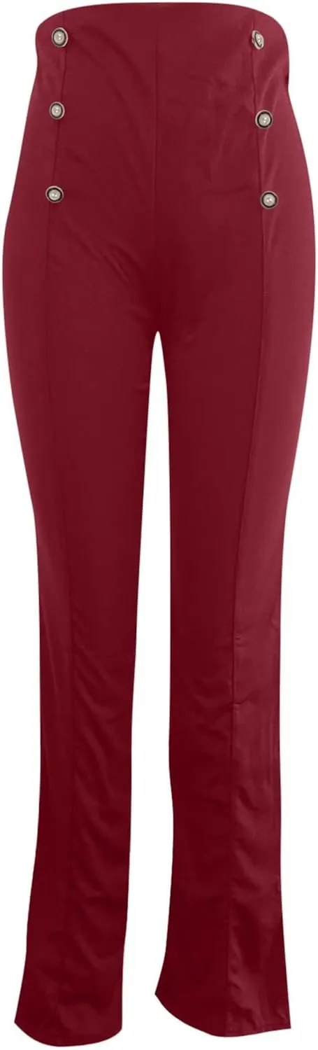YOLAI Women Casual Wide Leg Pant High Waist Button Down Trousers Solid Color Business Work Trousers
