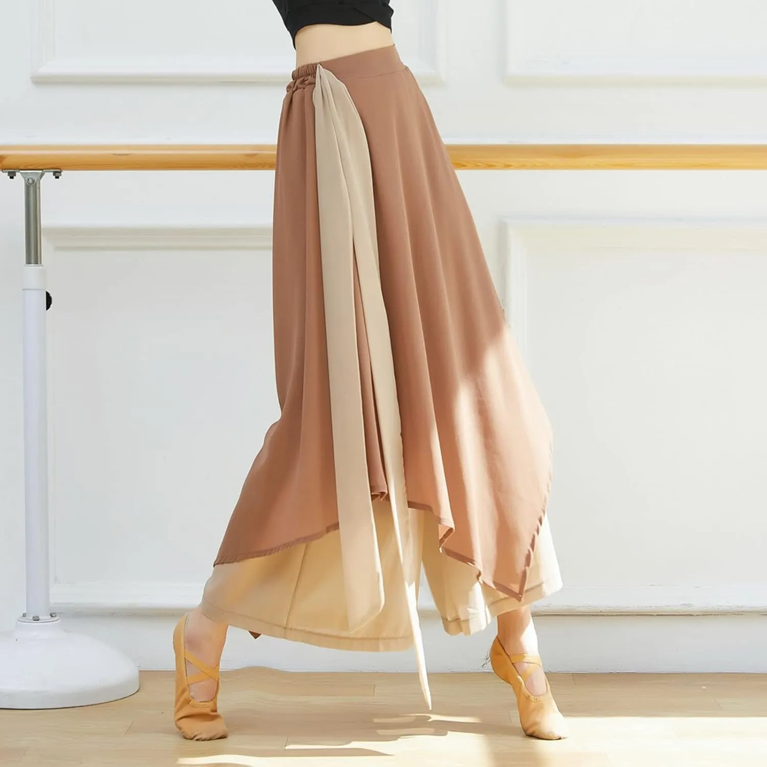 YOLAI Women Linen Palazzo Pants Flowy Boho Wide Leg High Waist Long Pants Casual Lounge Pant Trousers with Pockets
