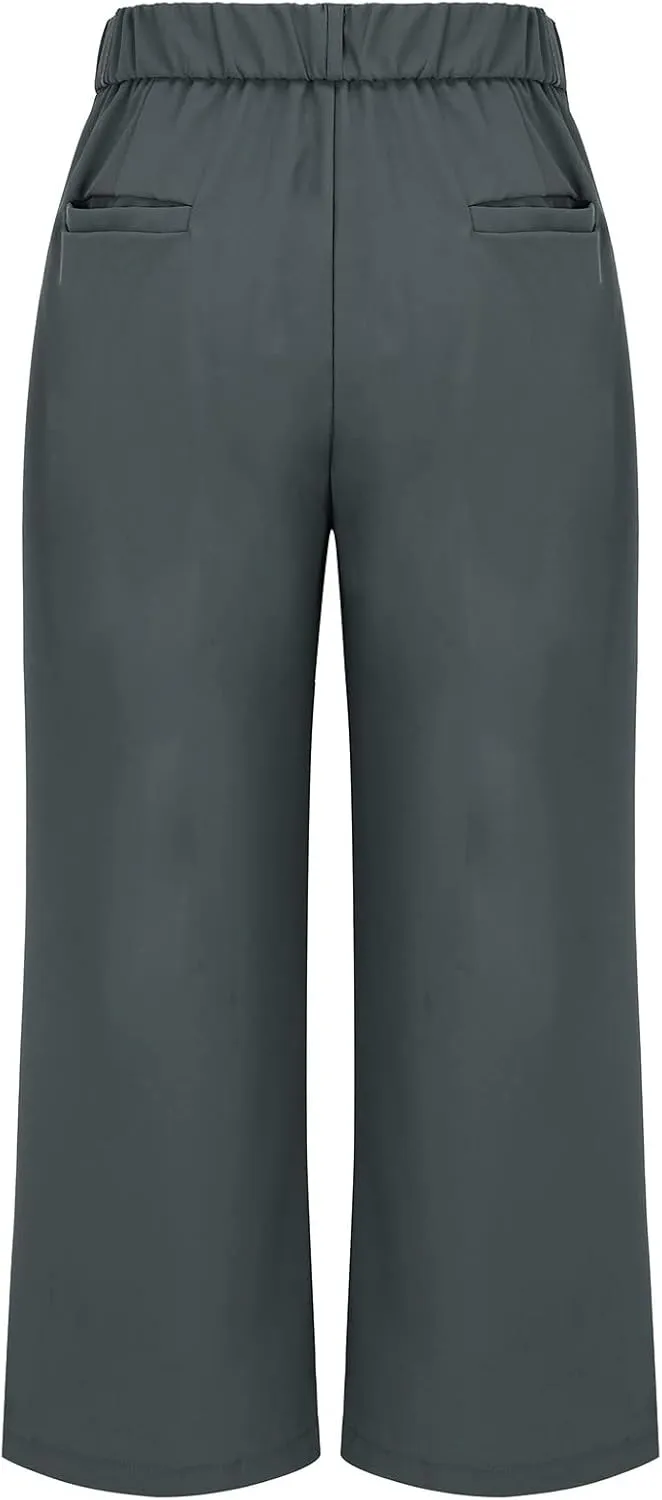 YOLAI Womens Casual Wide Leg Dress Pants High Waist Tailored Button Down Trousers Business Work Trousers with Pockets