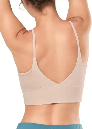 Yvette Yoga Sports Bras for Women Light Support Spaghetti Strap Padded V Back Wireless Bra Cropped Tank Top