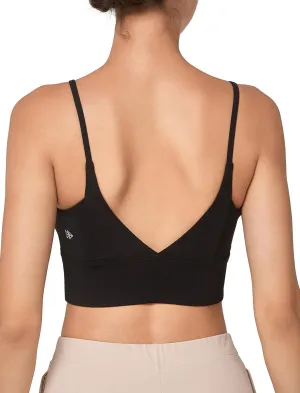 Yvette Yoga Sports Bras for Women Light Support Spaghetti Strap Padded V Back Wireless Bra Cropped Tank Top