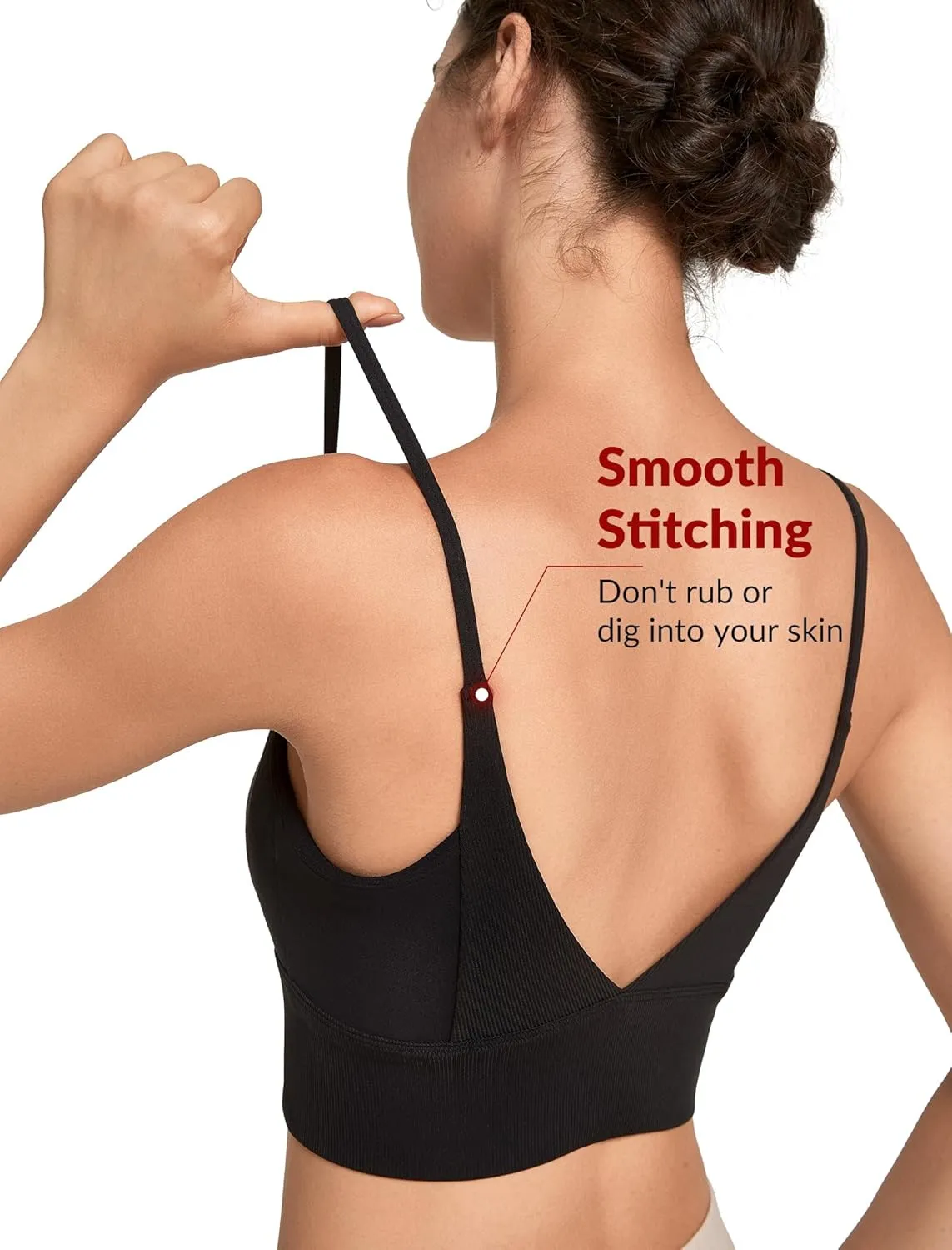 Yvette Yoga Sports Bras for Women Light Support Spaghetti Strap Padded V Back Wireless Bra Cropped Tank Top