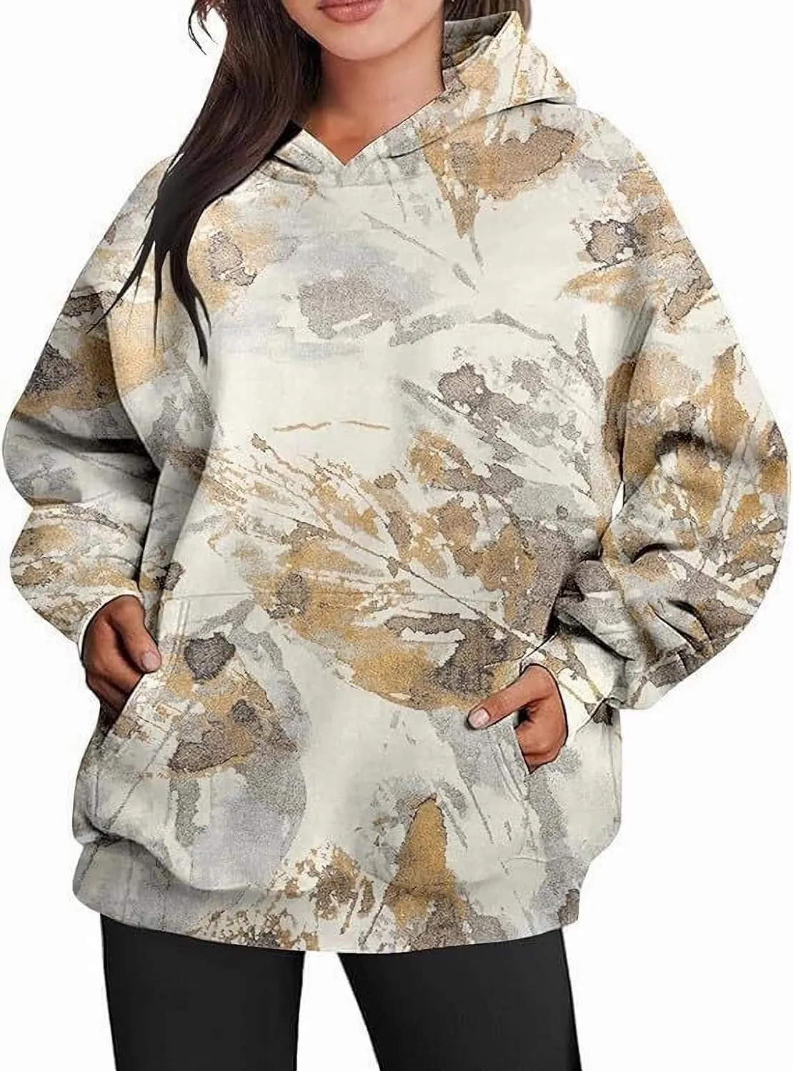 ZOCANIA Womens Camo Hoodie Spring Oversized Sweatshirt Long Sleeve Essentials Hoodie with Pocket