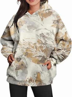ZOCANIA Womens Camo Hoodie Spring Oversized Sweatshirt Long Sleeve Essentials Hoodie with Pocket