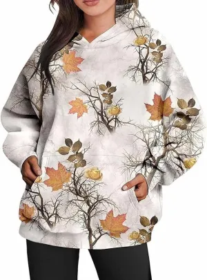 ZOCANIA Womens Camo Hoodie Spring Oversized Sweatshirt Long Sleeve Essentials Hoodie with Pocket