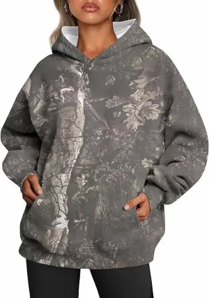 ZOCANIA Womens Camo Hoodie Spring Oversized Sweatshirt Long Sleeve Essentials Hoodie with Pocket