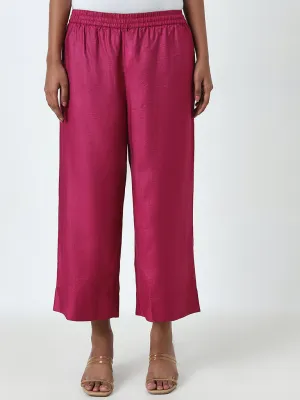 Zuba Fuchsia High-Rise Cotton Blend Ethnic Pants