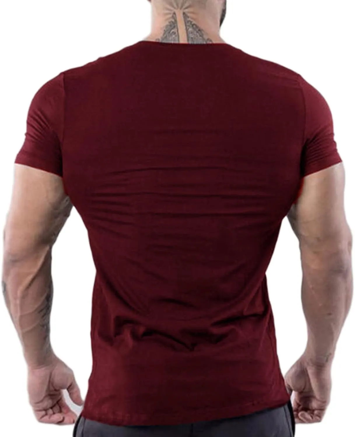 ZUEVI Men's Workout T Shirts Slim Fit Athletic Bodybuilding T-Shirts Muscle Short Sleeve V Neck Tees