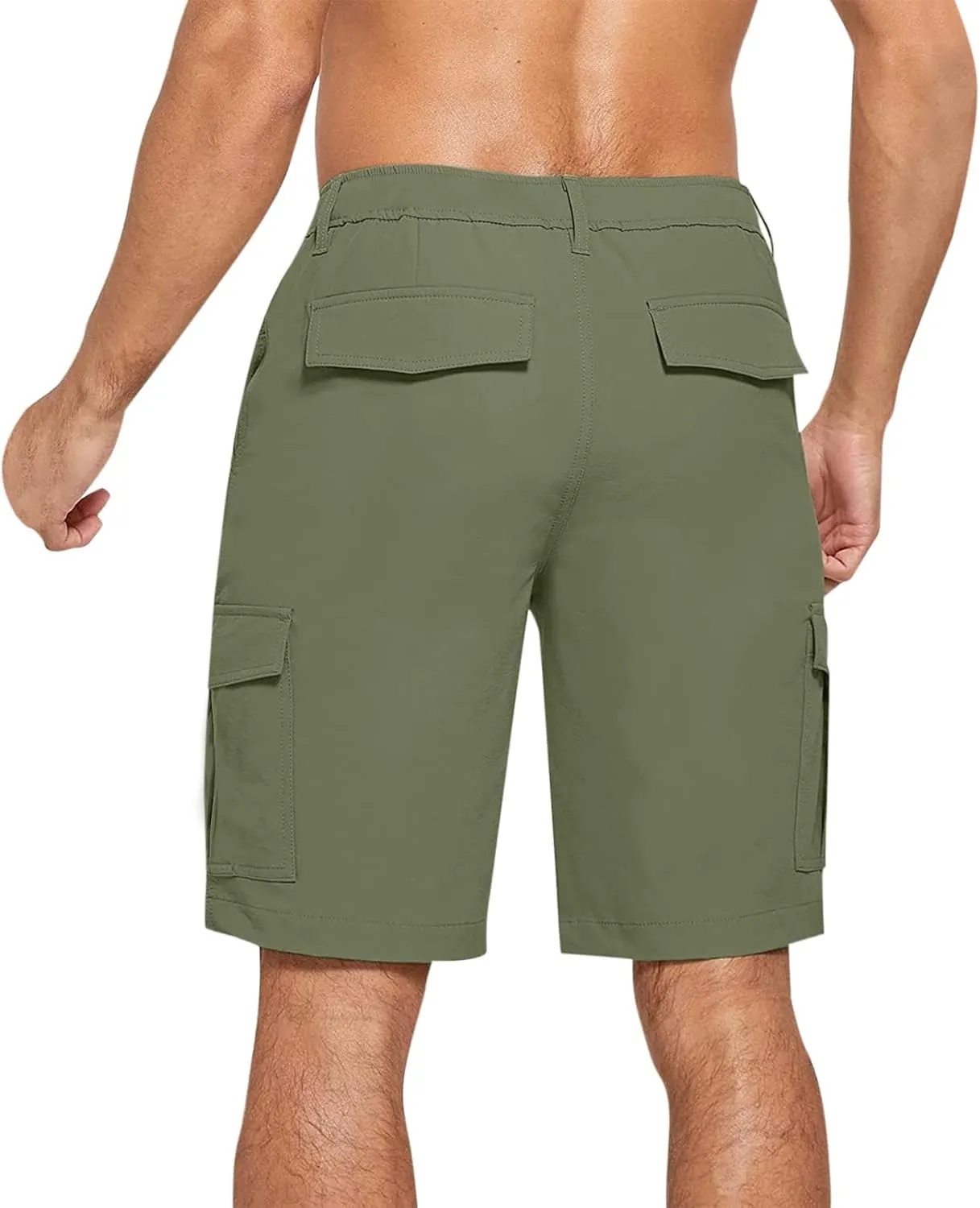 ZYXTIM Mens Classic Fit Chino Shorts Flat Front Pockets Elastic Waist Lightweight Business Work Shorts Vacation Beach Shorts