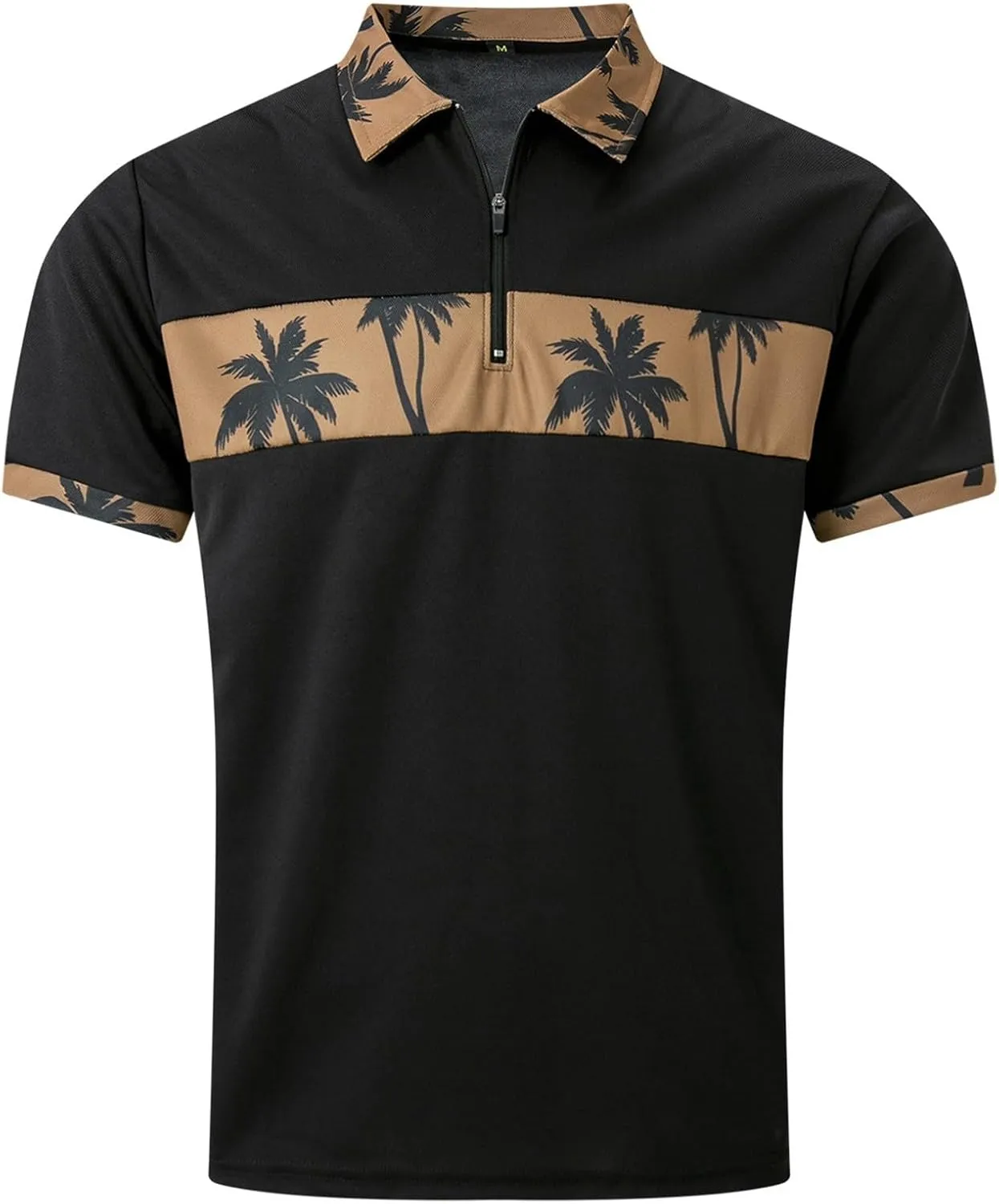 ZYXTIM Men's Hawaiian Tracksuit 2 Piece Sets Coconut Printed 1/4 Zipper Short Sleeve Henley Shirts Casual Shorts Sweatsuits
